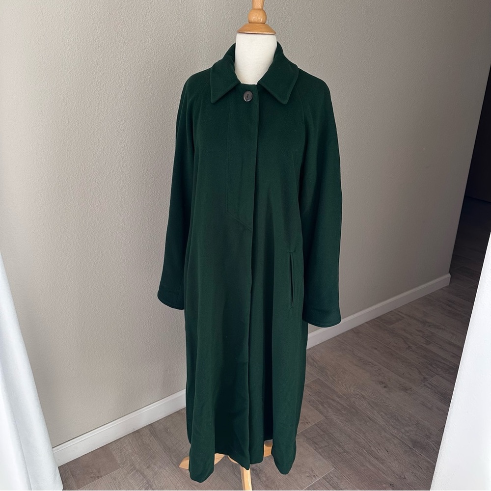 Casual Corner 100% Wool Dark Green Trench Over Coat - Picture 3 of 13